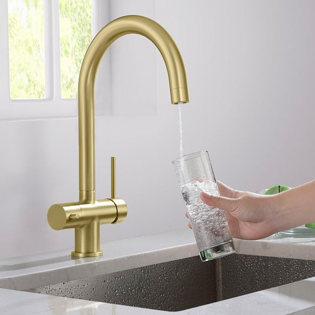 Blue Water Eden bateria kuchenna stojąca z podłączeniem wody filtrowanej mosiądz antyczny