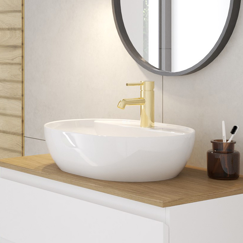 Oltens Hamnes Thin umywalka 51x39 cm owalna nablatowa biała 41313000 - Wysyłka w 24h