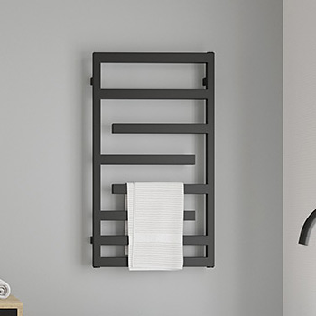 Oltens Flamma grzejnik łazienkowy dekoracyjny 88x50 cm czarny mat 55014300 - Wysyłka w 24h