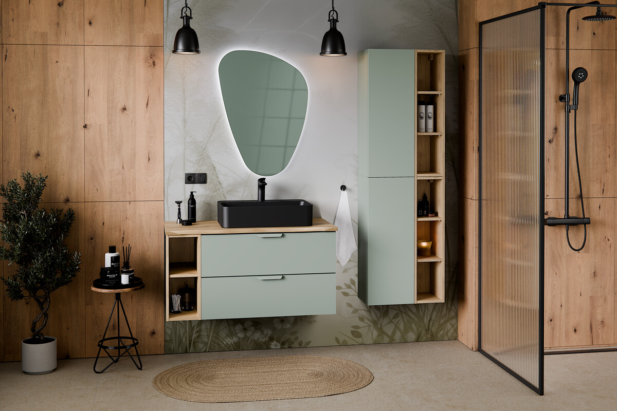 Comad Aster Green szafka 80x45,6x50 cm podumywalkowa wisząca zielony mat ASTER GREEN 82-80-46-2S - Wysyłka w 24h