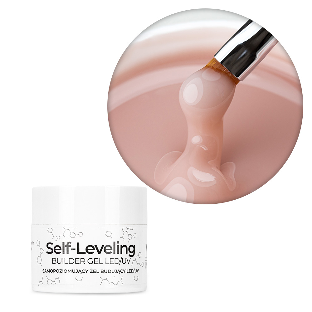 Budujący żel samopoziomujący twardy średniogęsty builder gel self leveling NTN Premium Warm Nude HEMA/Di-HEMA Free 15 g