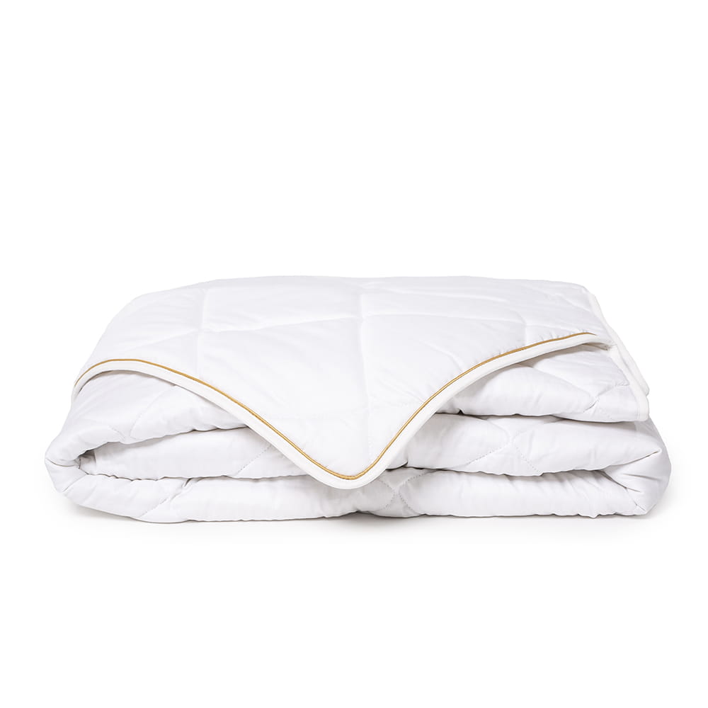 kołdra wełniana 200x220 premium, poszycie z adamaszku, złota biza