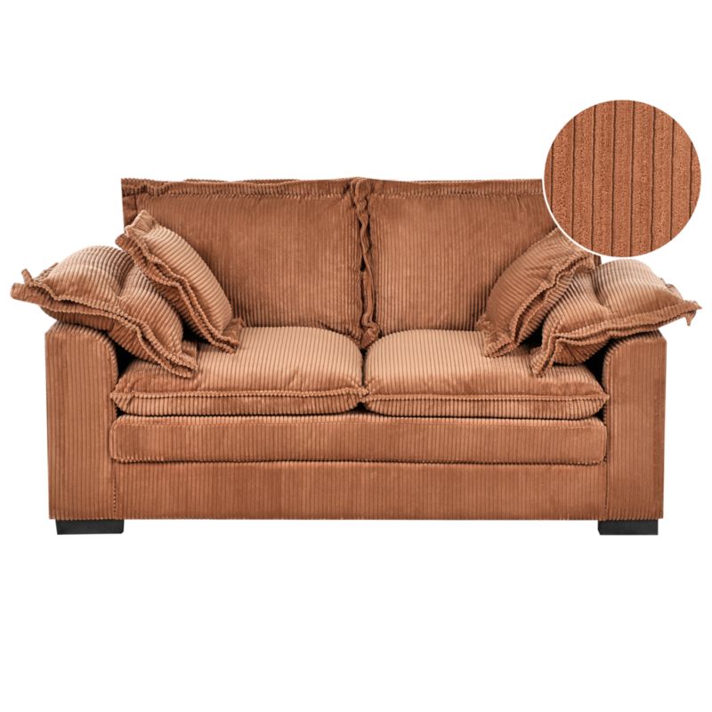 Sofa dla 2 osób Tirro Sztruks Brązowy 1 szt.