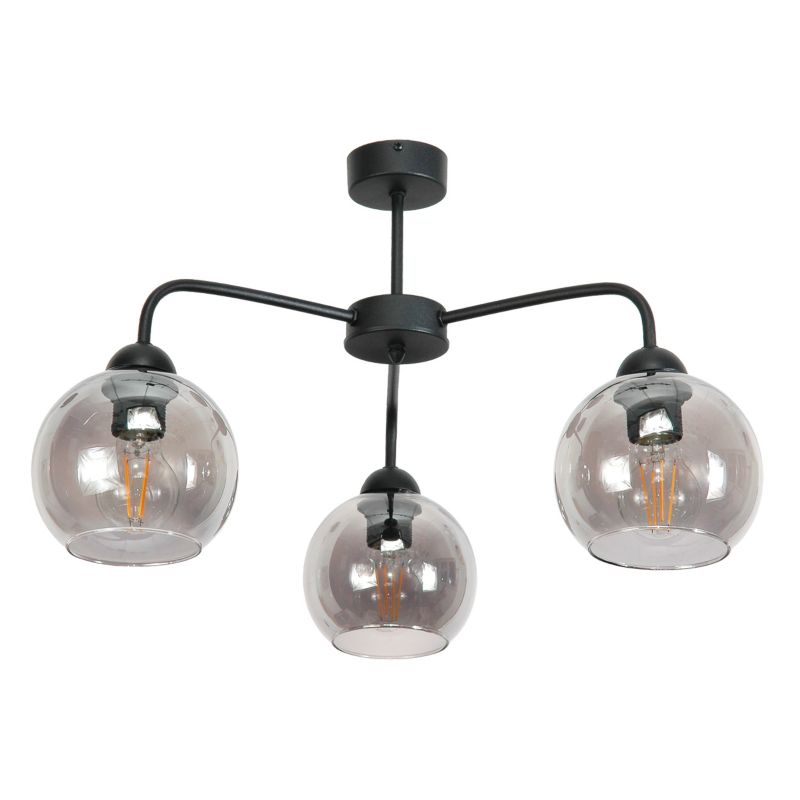 Lampa sufitowa EDYLIT żyrandol czarna grafitowe klosze loft nowoczesna 3xE27 ROGER 13-782 1 szt.