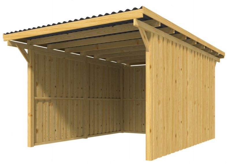 Wiata garażowa RSCBis drewniana 300 x 500 cm z dachem PVC i 5 ścianami 1 szt