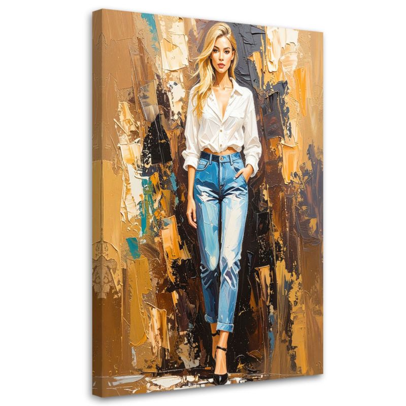 Obraz do salonu biura Feeby Piękna dziewczyna w jeansach 70x100cm 1szt