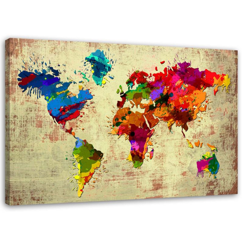Obraz Feeby Mapa świata z kolorów 60x40cm 1szt