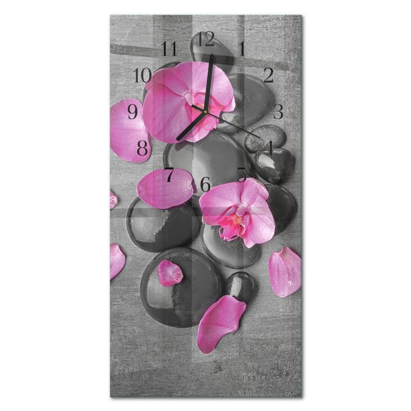 Dekoracyjny Zegar Ścienny Tulup 30x60 cm z Czarnymi Wskazówkami Kamienie Storczykowe 1 szt.