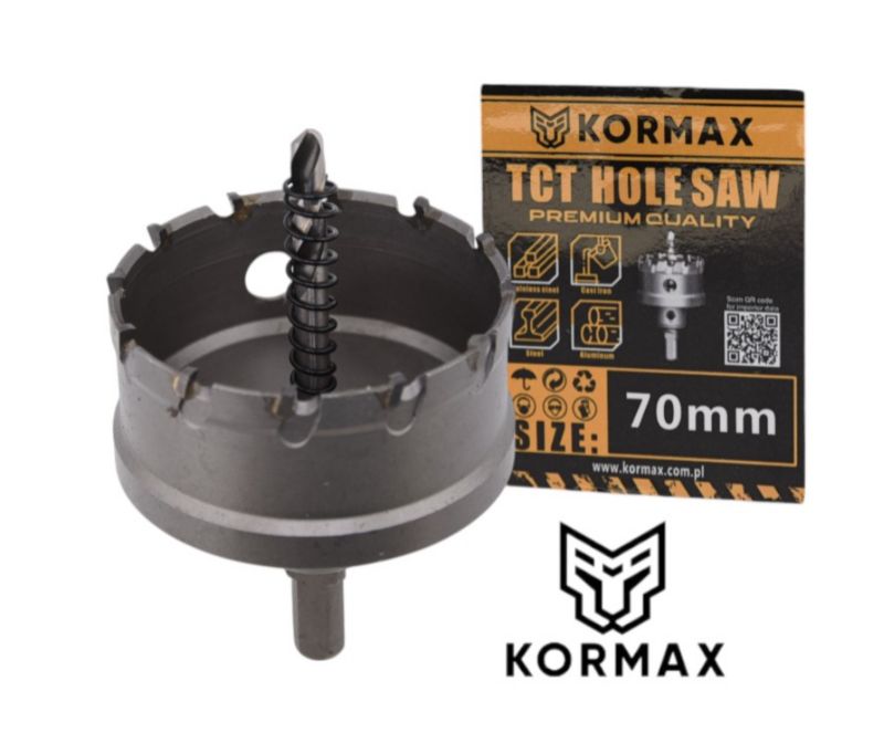 Otwornica do metalu Kormax 70mm x 25mm wiertło koronowe z węglikiem TCT krótkie (TCTJK70) - 1 szt.