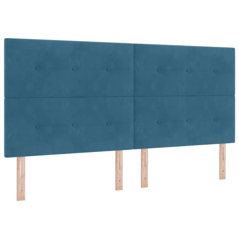 Łóżko z materacem WaszeMeble 200x200 cm Ciemnoniebieski aksamit WM-3339858 1 szt.