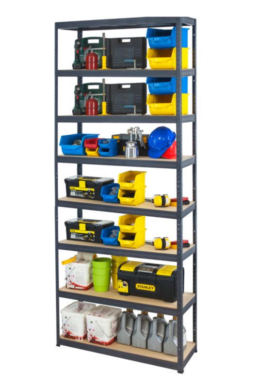 Regał metalowy MODO24 magazynowy grafit premium helios 270x180x30cm 8 półek po 275 kg 1 szt.