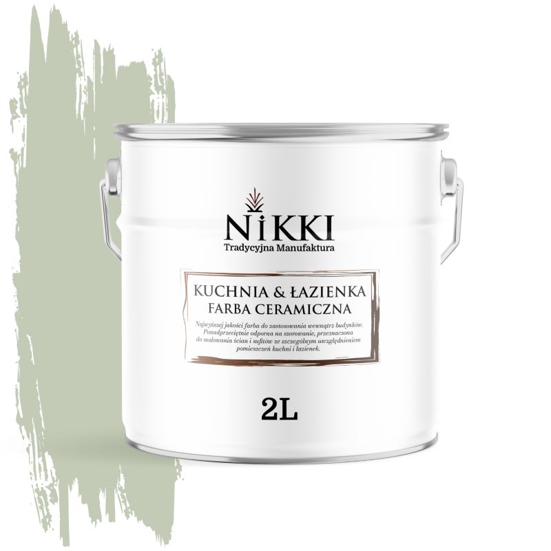 Farba Ceramiczna do Kuchni i Łazienki Zmywalna NIKKI Zielony jasny H2157 Głęboki Mat 2L