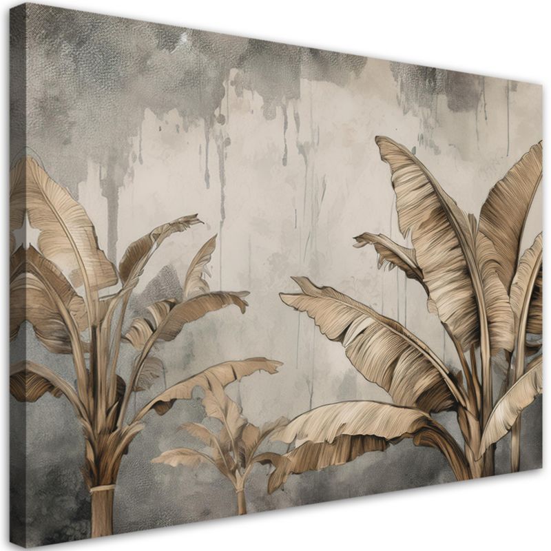 Obraz dekoracja do salonu sypialni Feeby Liście Egzotyczne Beżowy 120x80 cm 1szt