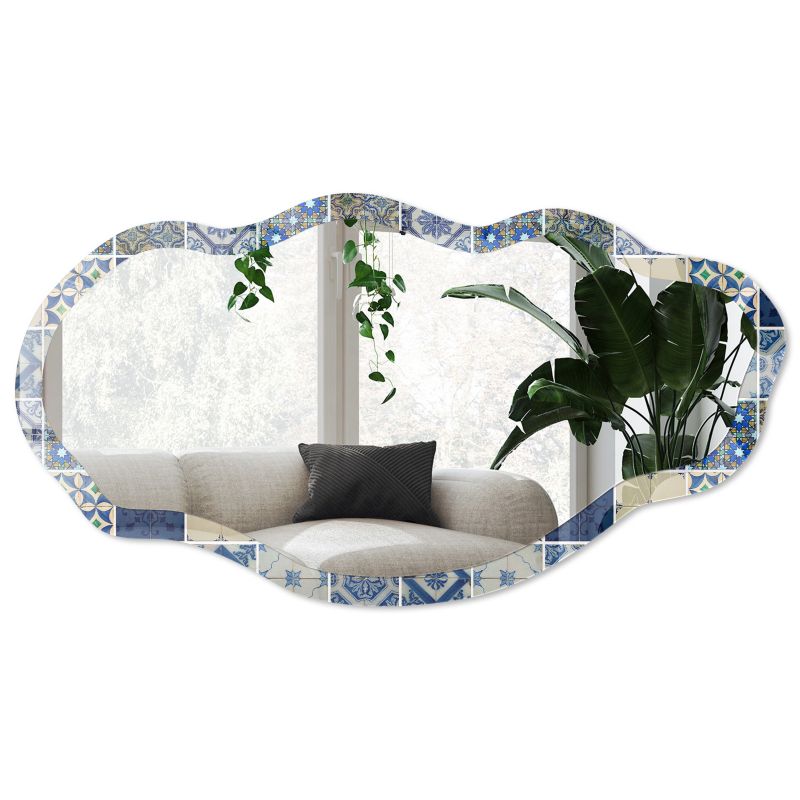 Lustro nieregularne w szklanej ramie Wallfluent 52x97 cm Azulejos płytki Faliste asymetryczne 1 szt.