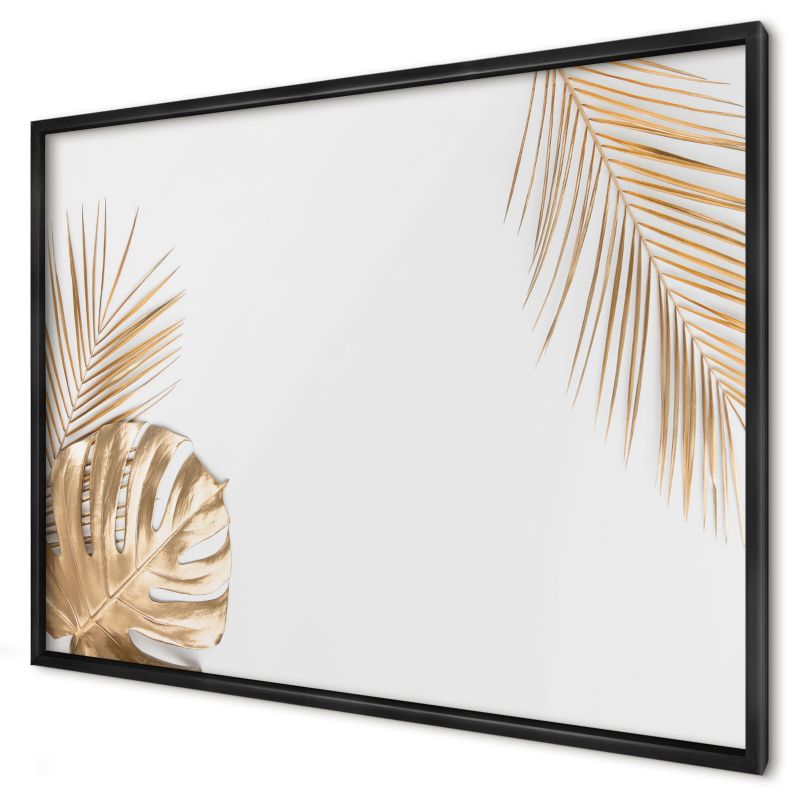 Magnetyczna tablica ozdobna Wallfluent 100x70 Eleganckie liście w czarnej ramie 1szt