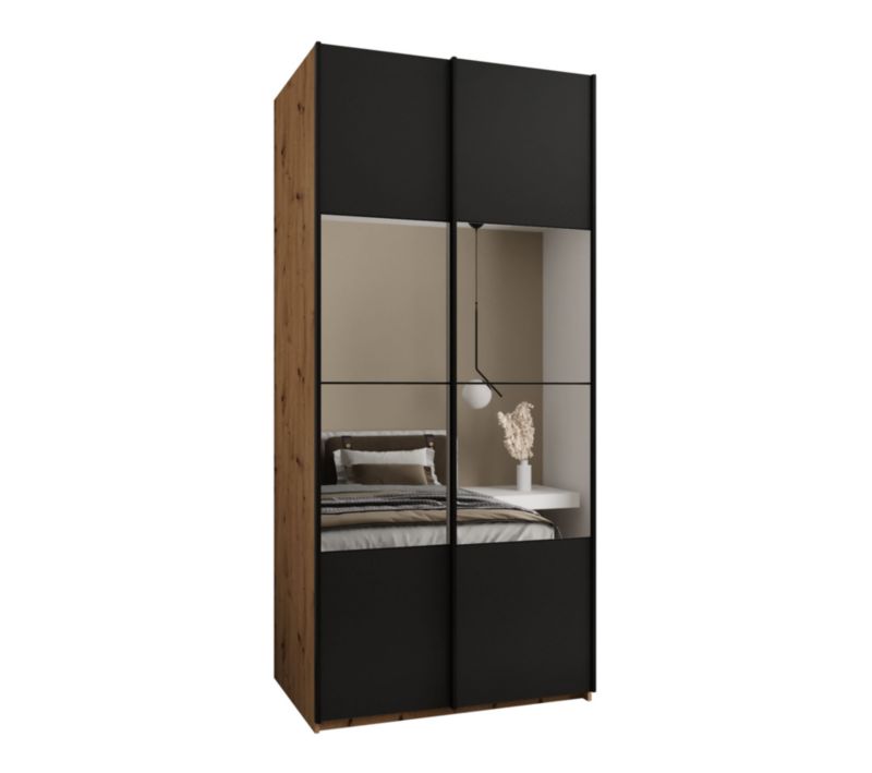 Szafa przesuwna Abiks LUX 4 wysoka szer.100cm artisan/czarny/czarny 1szt.