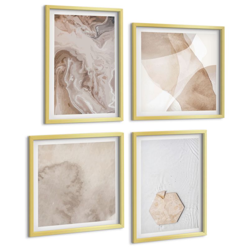 Zestaw Obrazów 4 Częściowy ArtPrintCave (2x50x50+2x40x60cm) Złota rama Design abstrakcja natura inspiracja 1 kpl.