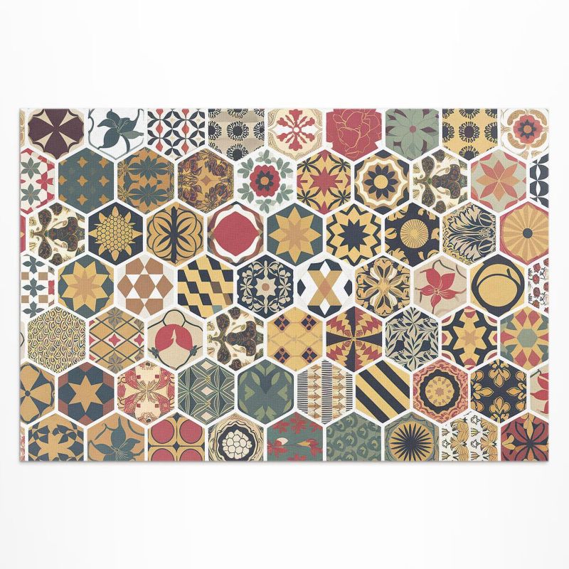 Balkonowy Dywan Winylowy UV Wallfluent 120x180 cm Wzorzysta vintage mozaika heksagony 1 szt.