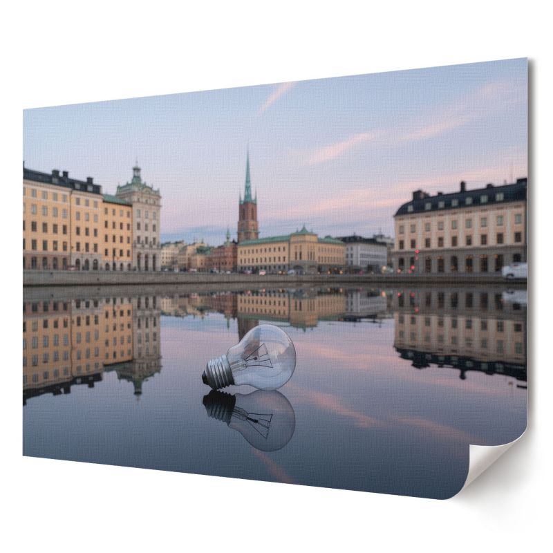 Plakat canvas Wallfluent Format A2 Żarówka i miasto Artysta Leona 1 szt.