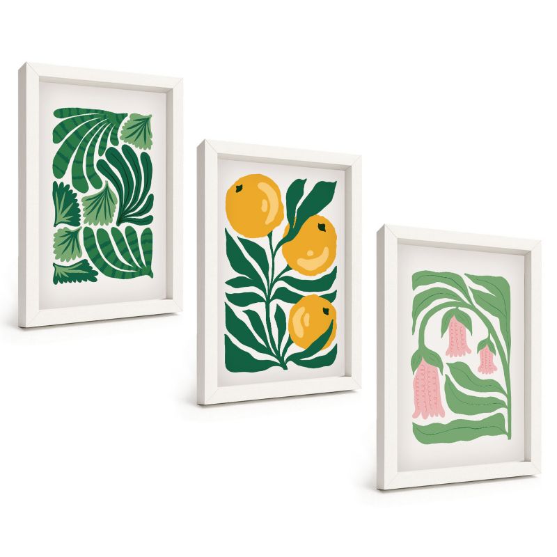 Zestaw Obrazów 3 Częściowy ArtPrintCave Białe Ramki 20x30 cm Dekoracja do Sypialni Minimalistyczne wzory roślinne 1 kpl.