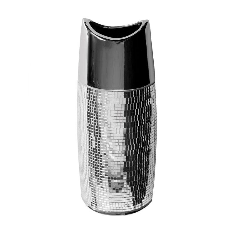 Wazon ceramiczny Eurofirany 14 x 9 x 35 cm srebrny 1 szt.