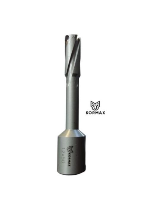 Frez trepanacyjny do metalu z węglika spiekanego Kormax 14x50mm z uchwytem Weldon (TCTAC1450) - 1 szt.