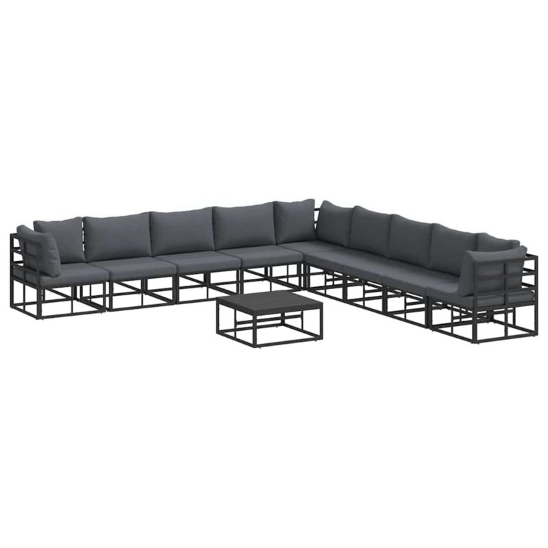 Zestaw mebli ogrodowych wypoczynkowy WaszeMeble 9-osobowy aluminium czarny z poduszkami WM-3378877 1 kpl