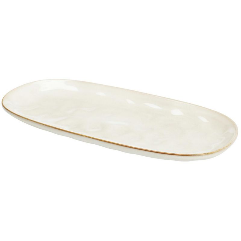 Półmisek Siaki Collection owalny biały z brązową krawędzią 31 cm 1 szt.