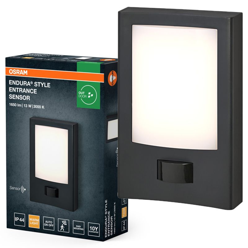 Kinkiet Ogrodowy Endura Osram Lampa LED z Czujnikiem Ruchu i Zmierzchu 13W 900lm 3000K Szary IP44 1 szt.