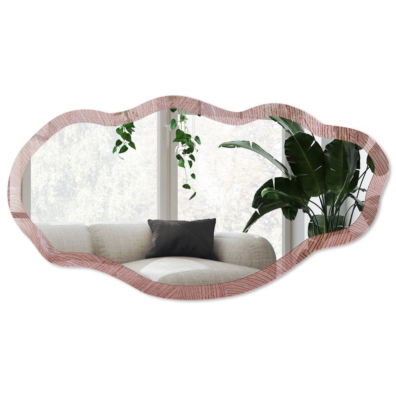 Lustro organiczne w szklanej ramie Wallfluent 52x97 cm Spokojna tekstura Designerskie Z grafiką 1 szt.