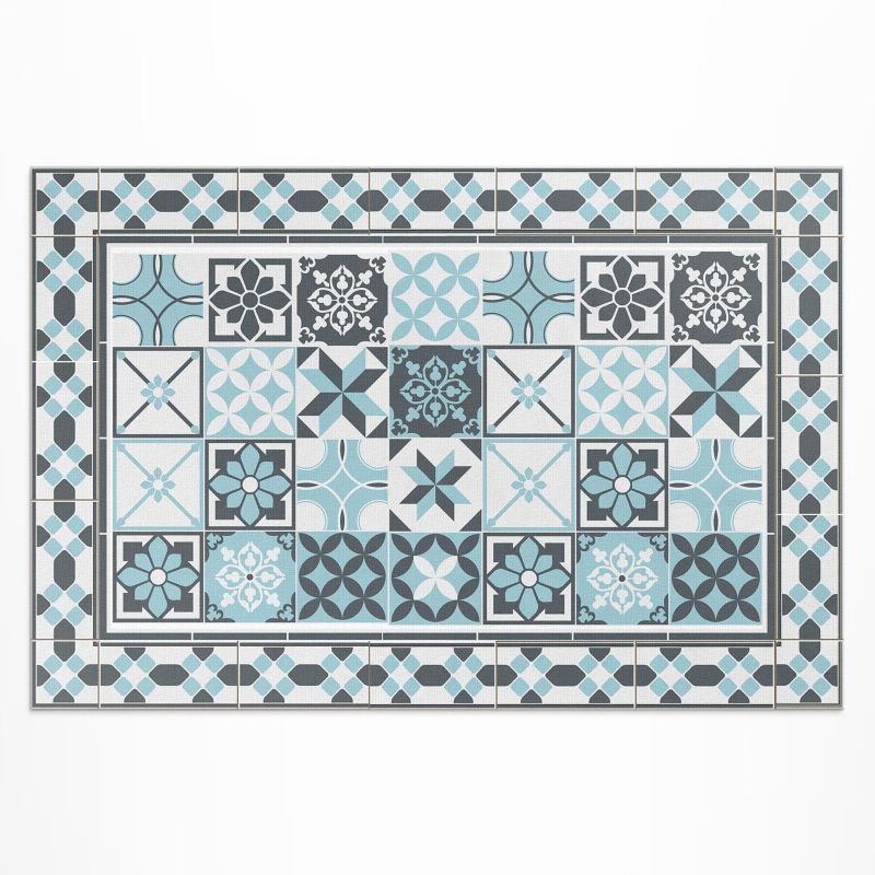 Dywan Winylowy Zewnętrzny Wallfluent 140x210 cm Trójkolorowa geometria ornamentalne kafelki 1 szt.