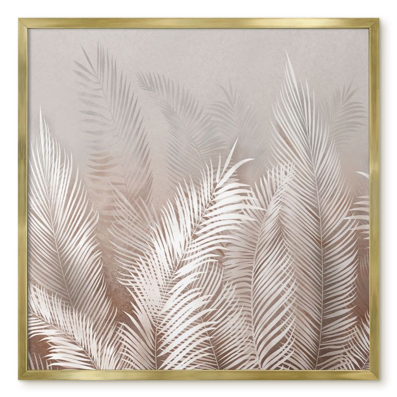 Tablica Magnetyczna Do Salonu Tulup 50x50 cm Liście natura - Złota rama Do salonu, sypialni 1 szt.