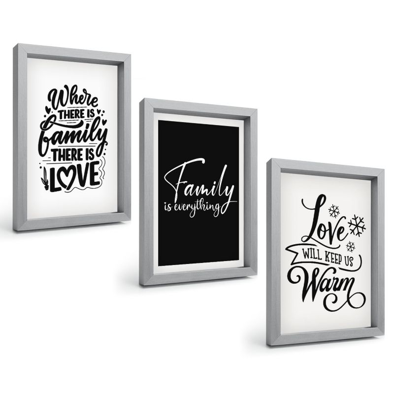 Trzyczęściowy Zestaw Obrazów ArtPrintCave 20x30 cm Srebrna rama Rodzina miłość ciepło dom 1 kpl.