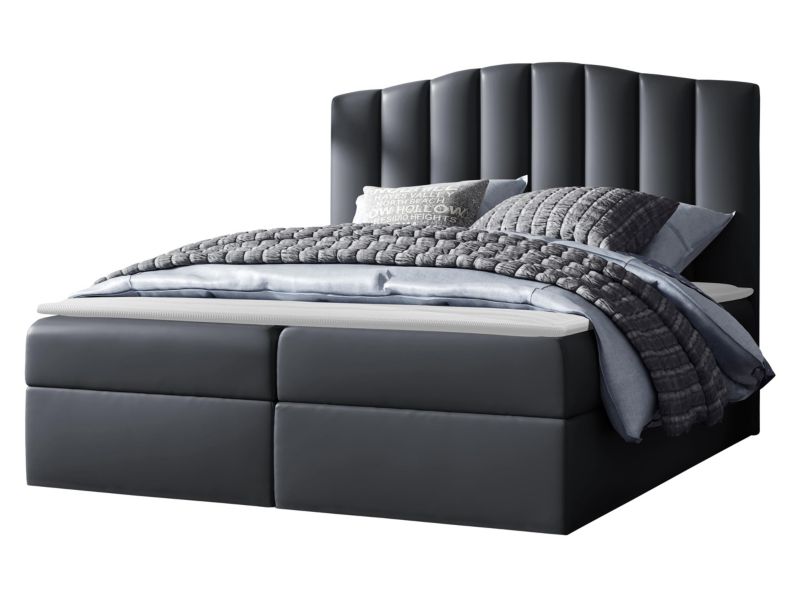 Łóżko kontynentalne MIRJAN 24 Lindos 160x200 antracytowa ekoskóra 1 szt.