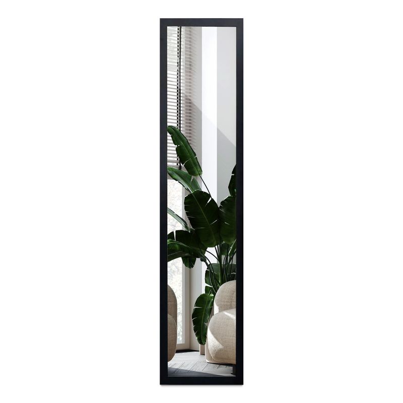 Stojące Lustro z Ramą Wallfluent 156x36 cm do Salonu i Sypialni Duże Stylowe w Czarnej Ramie 1 szt.