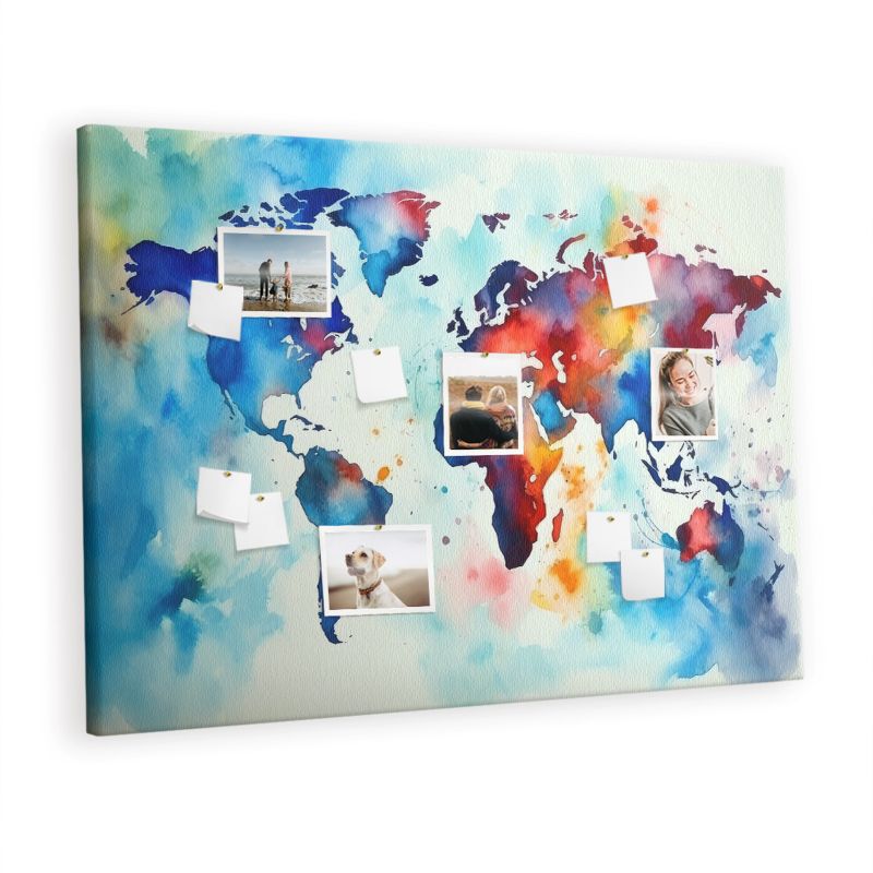 Ozdobna Tablica Korkowa Tulup 140x100 cm Malowana mapa Nowoczesna tablica Pinezki metaliczne 1 kpl