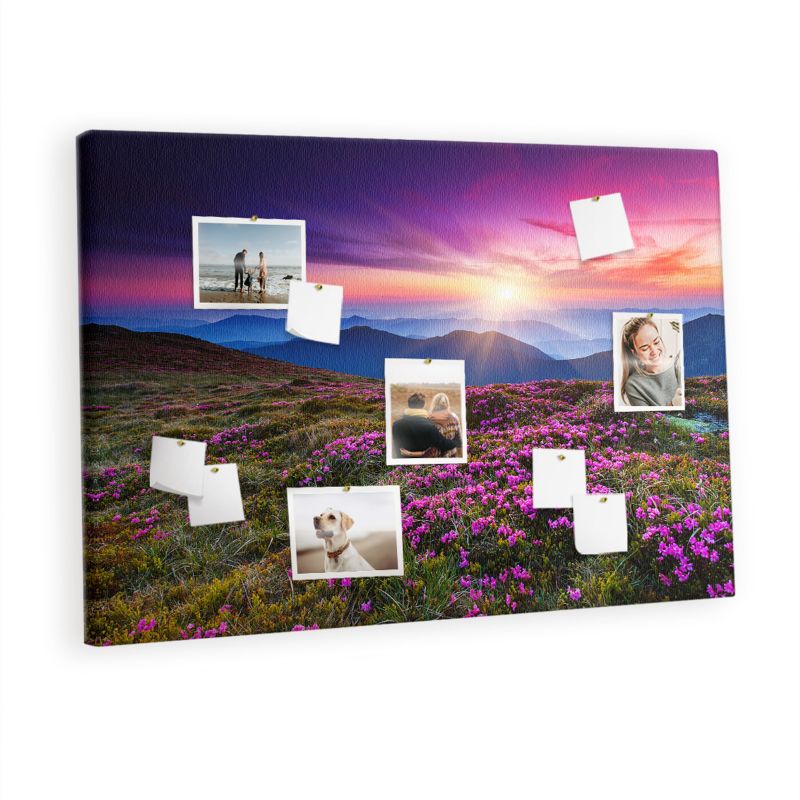 Tablica Korkowa Z Pinezkami Tulup 120x80 cm Wschód słońca kwiaty Tablica na notatki Pinezki kolorowe 1 kpl