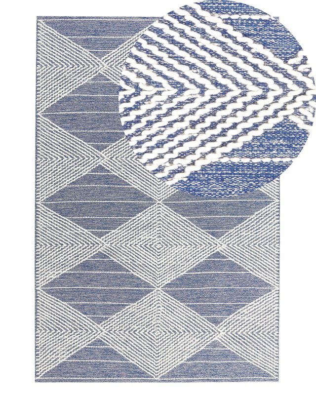 Dywan Datca Niebieski 140 x 200 cm Wełna 1 szt.