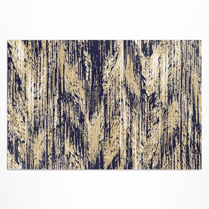 Dywan Winylowy Z Nadrukiem Wallfluent 60x90 cm Żółte pasy retro vintage boho 1 szt.