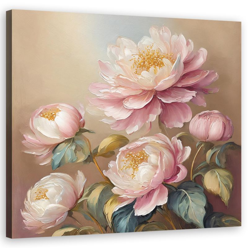 Obraz do salonu sypialni Feeby Kwiaty piwonii Shabby chic 60x60cm 1szt