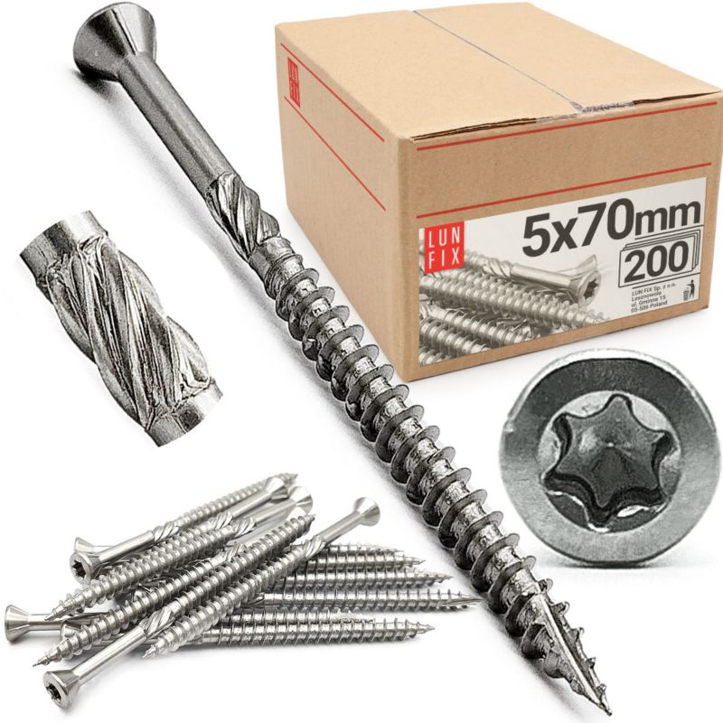 Wkręty tarasowe Lun Fix nierdzewne 5x70mm 200szt.
