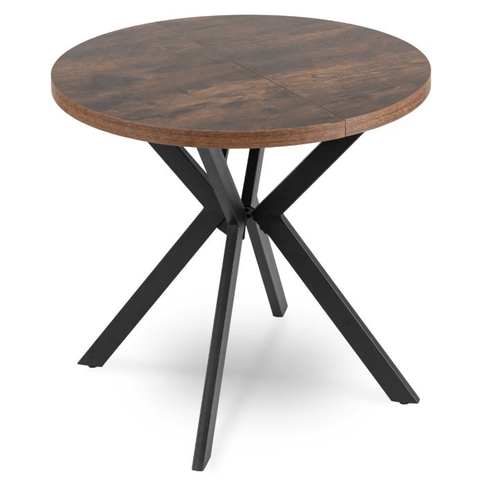 Stół Okrągły Dorian 80-160 cm Mebel Elite Rozkładany Dąb Rustykalny/Czarny 1 szt