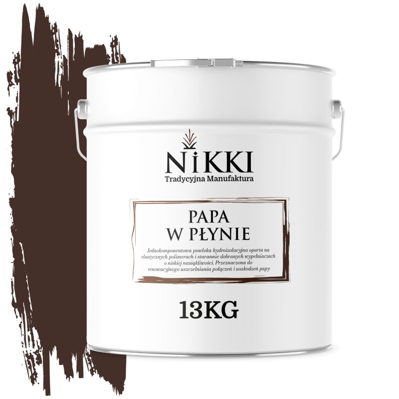 Farba Uszczelniająca na Dach Papa w Płynie Hydroizolująca NIKKI Czekoladowy brąz RAL8017 13KG