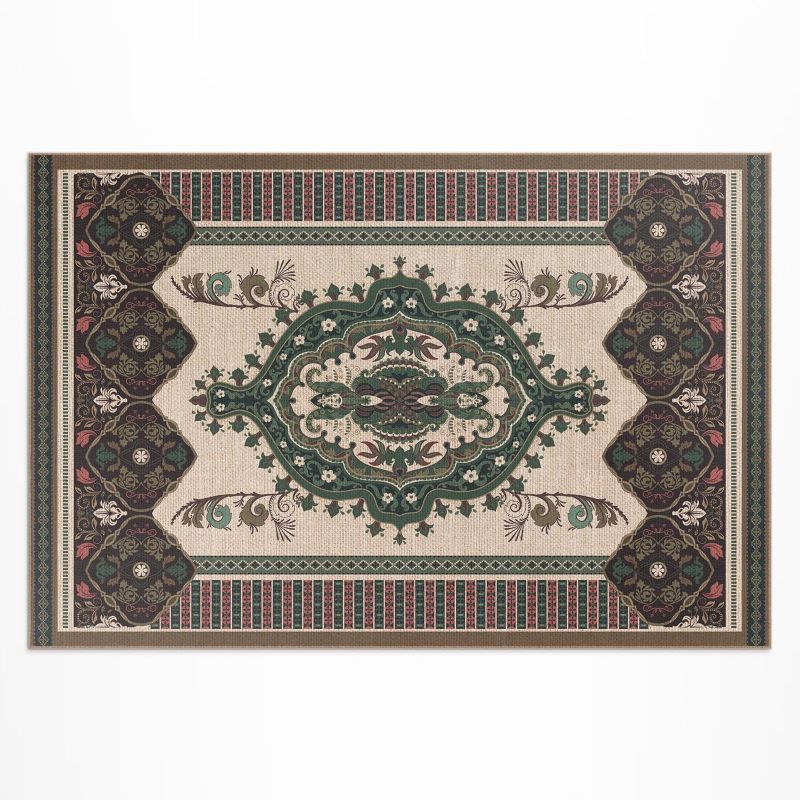 Winylowy Chodnik Zewnętrzny Wallfluent 140x210 cm Kolorowa geometryczna zieleń 1 szt.