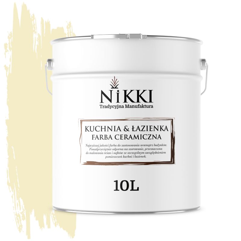 Farba Ceramiczna do Kuchni i Łazienki Zmywalna NIKKI Blady żółty H6883 Głęboki Mat 10L