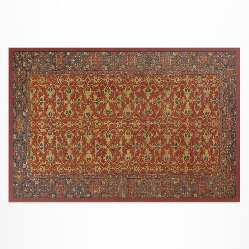 Dywan Winylowy Z Nadrukiem Wallfluent 80x120 cm Czerwony niebieski i żółty wzór retro 1 szt.