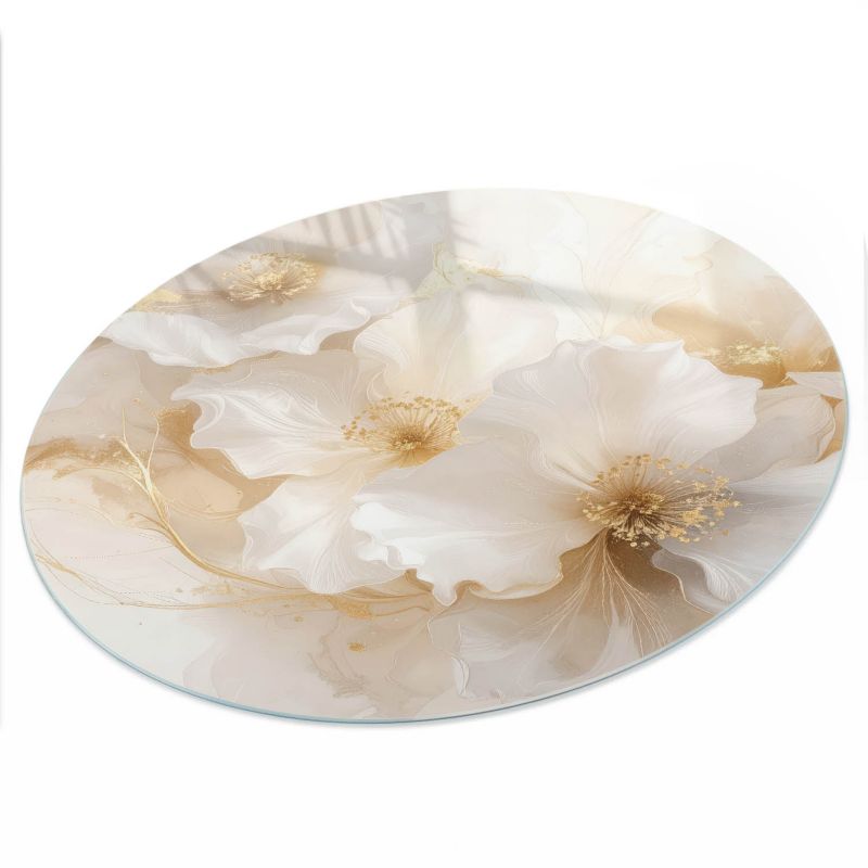 Blat Stołowy ArtPrintCave fi60 cm Eleganckie kwiaty - Blat ze Szkła Hartowanego 1 szt.