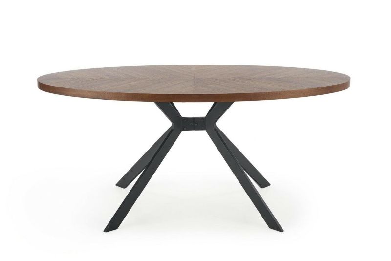 Stół okrągły do jadalni Locco INTESI orzechowy nowoczesny czarne nogi 170x90 cm 1 szt.