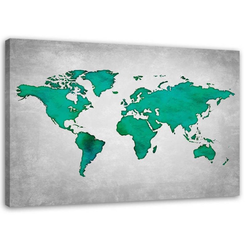 Obraz na płótnie Feeby Zielona mapa świata na betonie 120x80cm 1szt