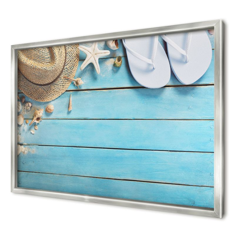 Tablica magnetyczna dekoracyjna Wallfluent 60x40 Wakacyjna atmosfera w srebrnej ramie 1szt